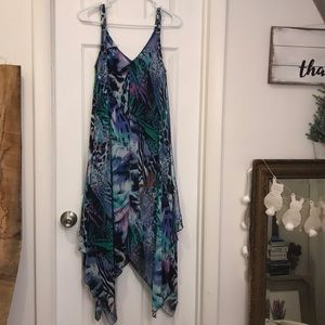 Neiman Marcus Animal Print Diagonal Flare Dress